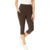 Woman Within Plus Size Stretch-Cotton Knit Pull-On Pocket Capri Leggings(Chocolate)