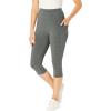 Woman Within Plus Size Stretch-Cotton Knit Pull-On Pocket Capri Leggings(Medium Heather Grey)