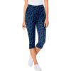 Woman Within Plus Size Stretch-Cotton Knit Pull-On Printed Capri Leggings(Black Abstract)