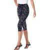 Woman Within Plus Size Stretch-Cotton Knit Pull-On Printed Capri Leggings(Multi Graphic Floral)