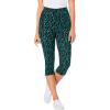 Woman Within Plus Size Stretch-Cotton Knit Pull-On Printed Capri Leggings(Waterfall Dots)