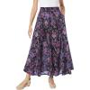 Woman Within Plus Size Wide Elastic Waist Skirt – 5X, Black Violet Lace
