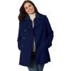 Woman Within Plus Size Wool-Blend Double-Breasted Peacoat(Navy)
