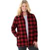 Woman Within Plus Size Zip-Front Microfleece Jacket Long Oversized Fleece(Vivid Red Buffalo Plaid)