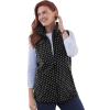 Woman Within Plus Size Zip-Front Microfleece Vest Long Fleece Vest(Black White Dot)