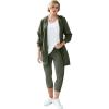 ellos Plus Size Cotton Spandex Capri Length Leggings(Deep Olive)