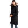 ellos Plus Size Faux Fur Trim Puffer(Black)