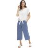 ellos Plus Size Linen-Blend Drawstring Elastic Waist Relaxed Fit Capris(Pale Indigo)
