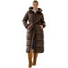 ellos Plus Size Long Belted Puffer With Hood(Chocolate)