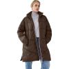 ellos Plus Size Long Puffer Coat(Chocolate)
