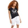 ellos Plus Size Mid-Rise Button-Front Stretch Denim Shorts(White)