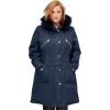 ellos Plus Size Side-Snap Zip-Front Parka(Navy)