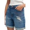 ellos Plus Size Stretch Denim Mid-Rise Boyfriend Shorts(Medium Blue Distressed)