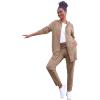 ellos Women’s Plus Size Long Zip Front Hoodie French Terry Long Oversized Lightweight Jacket(Dark Taupe)