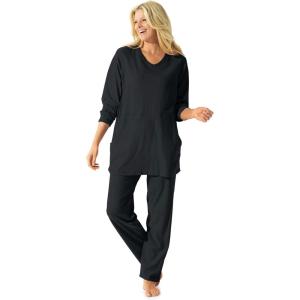 Dreams & Co. Plus Size Petite 2-Piece Lounge Set(Black)