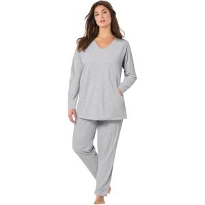 Dreams & Co. Plus Size Petite 2-Piece Lounge Set(Heather Grey)