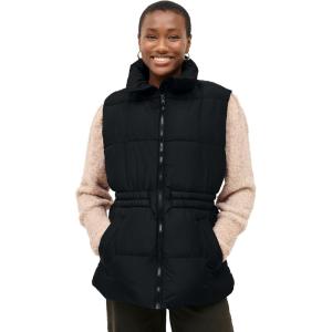 Ellos Plus Size Puffer Vest With Elastic Waist(Black)