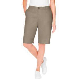 Woman Within Plus Size Adjustable Waist Chino Short(Bark)