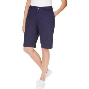 Woman Within Plus Size Adjustable Waist Chino Short(Navy)