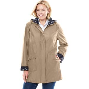 Woman Within Plus Size Dot Trim Raincoat(New Khaki)