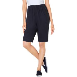 Woman Within Plus Size Fineline Denim Short(Black)