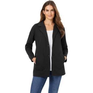 Woman Within Plus Size Knit Blazer Oversized Work & Casual(Black)