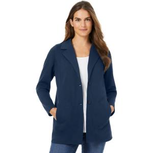 Woman Within Plus Size Knit Blazer Oversized Work & Casual(Navy)