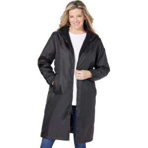 Woman Within Plus Size Mid-Length Raincoat(Black)