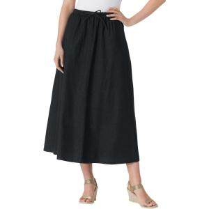 Woman Within Plus Size Petite Drawstring Denim Skirt(Black)