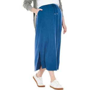 Woman Within Plus Size Petite Sport Knit Side-Slit Skirt(Bright Cobalt)