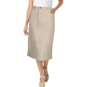Woman Within Plus Size Petite Stretch Denim Five-Pocket Jeans Skirt(Natural Khaki)