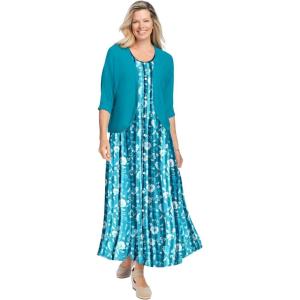 Woman Within Plus Size Pintucked Sleeveless Dress(Waterfall Sketched Flower)