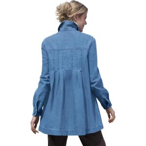 Woman Within Plus Size Pleat-Back Denim Jacket Long Oversized Jean Coat(Light Stonewash)