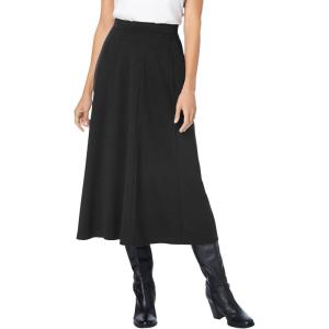 Woman Within Plus Size Ponte Knit A-Line Skirt(Black)