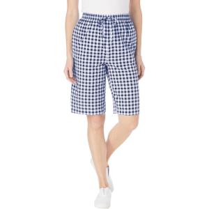 Woman Within Plus Size Seersucker Short(Navy Gingham)