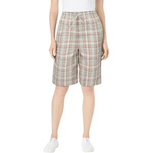 Woman Within Plus Size Seersucker Short(New Khaki Plaid)