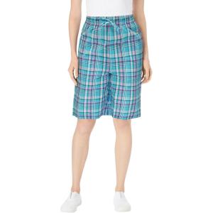 Woman Within Plus Size Seersucker Short(Paradise Blue Plaid)