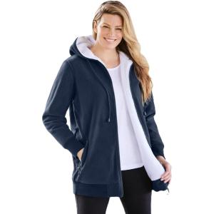 Woman Within Plus Size Sherpa Fleece Jacket(Deep Claret)
