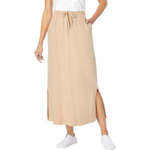 Woman Within Plus Size Sport Knit Side-Slit Skirt(New Khaki)