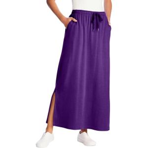 Woman Within Plus Size Sport Knit Side-Slit Skirt(Purple Orchid)