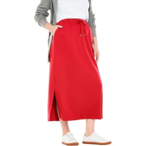 Woman Within Plus Size Sport Knit Side-Slit Skirt(Vivid Red)
