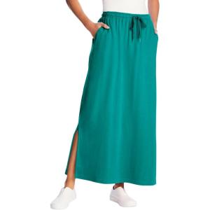 Woman Within Plus Size Sport Knit Side-Slit Skirt(Waterfall)