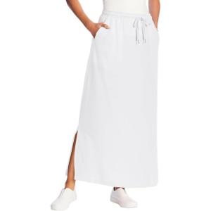Woman Within Plus Size Sport Knit Side-Slit Skirt(White)