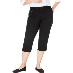 Woman Within Plus Size Stretch Built-in Slimming Panel Capri Jeans(Black Denim)