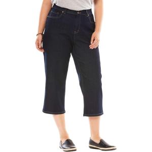 Woman Within Plus Size Stretch Built-in Slimming Panel Capri Jeans(Indigo)