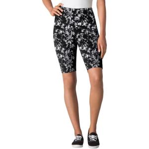Woman Within Plus Size Stretch Cotton Bike Short(Black White Tie Dye)