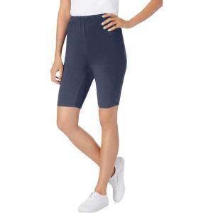 Woman Within Plus Size Stretch Cotton Bike Short(Navy)