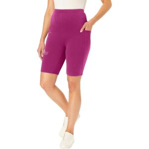 Woman Within Plus Size Stretch Cotton Pocket Bike Short(Raspberry)