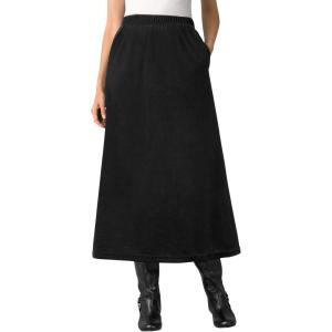 Woman Within Plus Size Velour A-Line Skirt(Black)