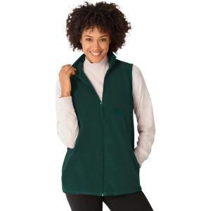 Woman Within Plus Size Zip-Front Microfleece Vest Long Fleece Vest(Emerald Green)